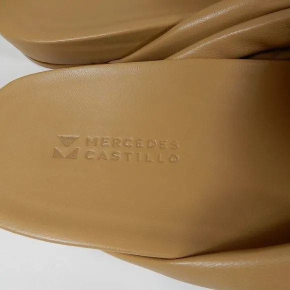 MERCEDES CASTILLO Nora Slide SANDALS Size 5.5 Tan Knotted Leather NEW $350