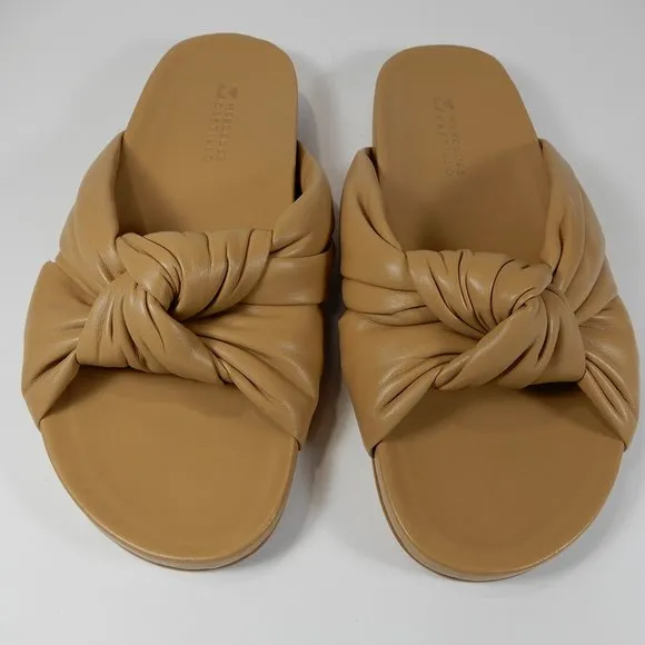MERCEDES CASTILLO Nora Slide SANDALS Size 5.5 Tan Knotted Leather NEW $350