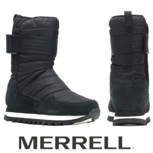 MERRELL Alpine Tall Strap Polar Waterproof Boots in Black.