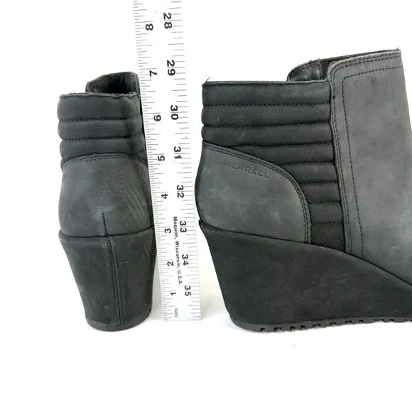 Merrell Tremblant Wedge Bluff Boots Women's 11 Black Suede Waterproof Bootie