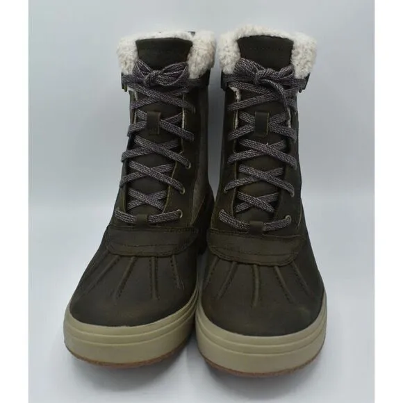 Merrell Womens Size 9.5 Haven Mid Lace Polar Waterproof Olive Winter Boots