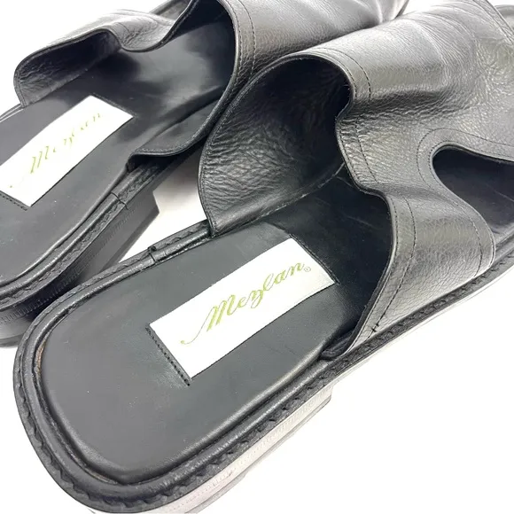 Mezlan Men’s Black Leather Slide Sandals