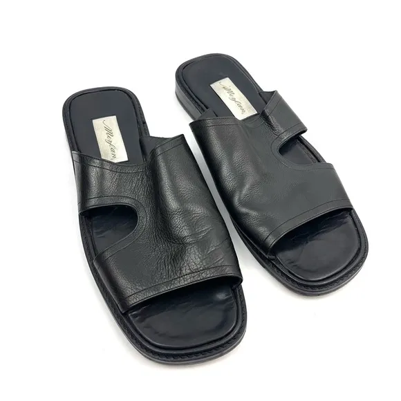 Mezlan Men’s Black Leather Slide Sandals
