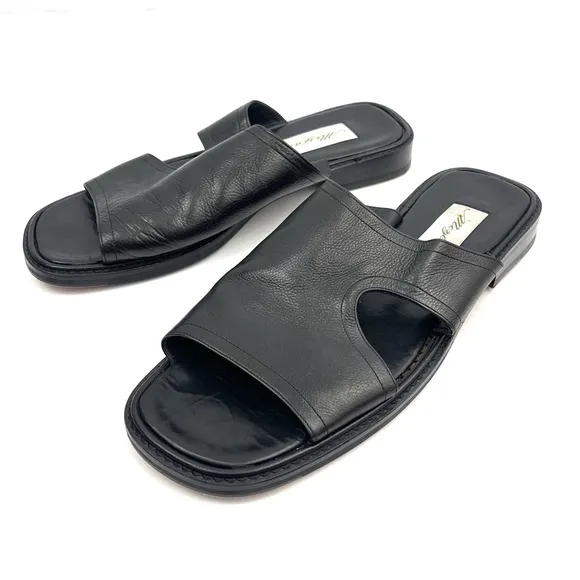 Mezlan Men’s Black Leather Slide Sandals