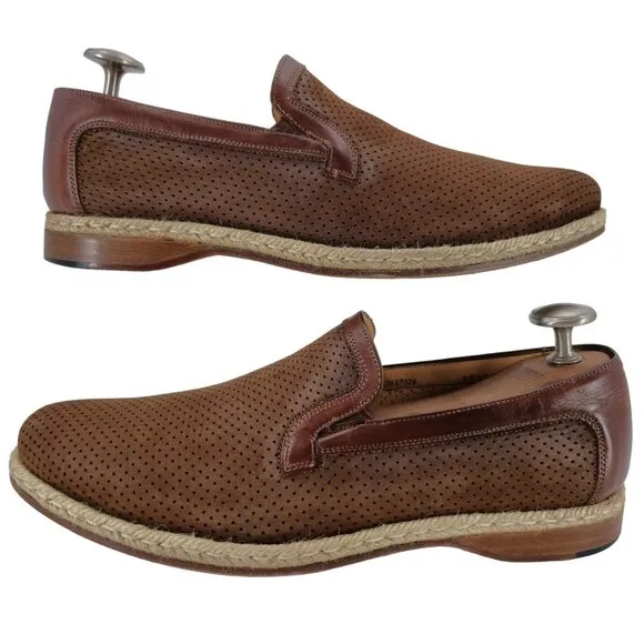 Mezlan Spain Brown Perforated Leather Slip-on Loafers Men size 9.5 Casual Shoes