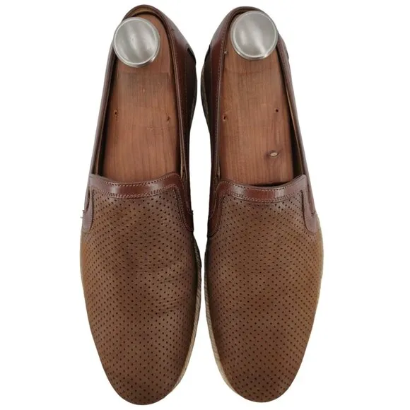 Mezlan Spain Brown Perforated Leather Slip-on Loafers Men size 9.5 Casual Shoes