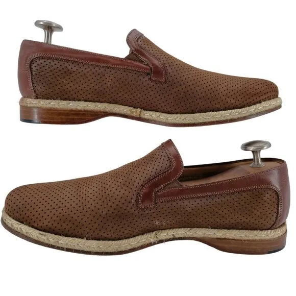 Mezlan Spain Brown Perforated Leather Slip-on Loafers Men size 9.5 Casual Shoes
