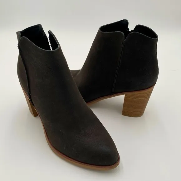 MIA Women Patton Chunky Stacked Heeled Short Ankle Boots Booties Black Size 9.5