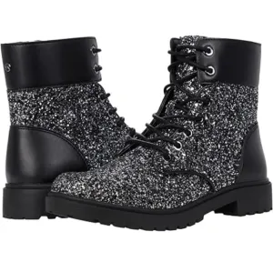 Michael Kors Alistair Black Silver Bootie Chunky Glitter Combat Boots MƘ
