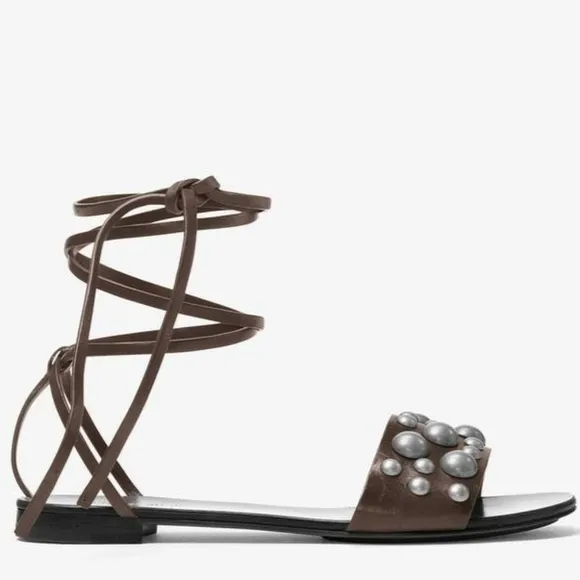Michael Kors Collection Mica Studded Leather Lace-Up Sandal