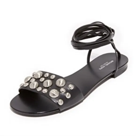 Michael Kors Collection Mica Studded Leather Lace-Up Sandal