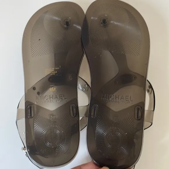 Michael Kors Plate PVC Jelly Sandals in Smoke Size 9