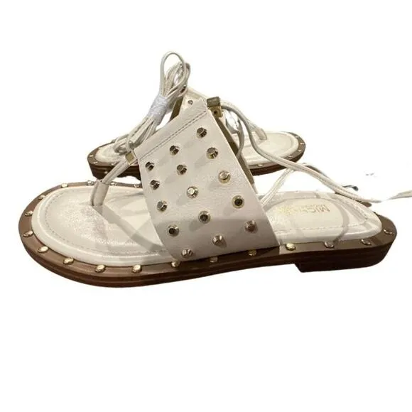 MICHAEL Michael Kors | Biege Jagger Ankle-Tie Studded Leather Sandal | S…