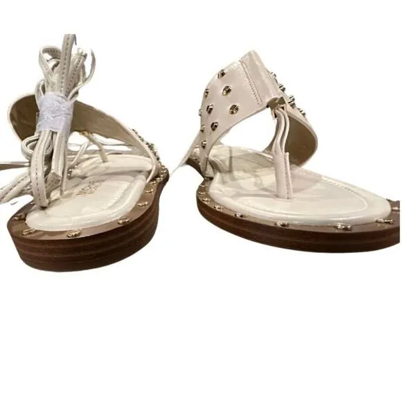 MICHAEL Michael Kors | Biege Jagger Ankle-Tie Studded Leather Sandal | S…
