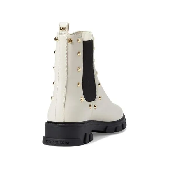 Michael Michael Kors Women Ridley Gore Studded Chelsea Boots Sz US 9.5M Lt Cream