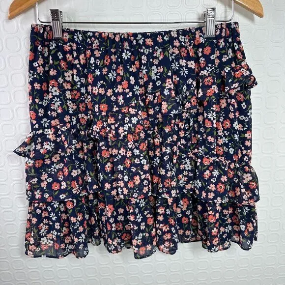 Michael Kors Floral Georgette Tiered Cascade Ruffle Skirt Size M