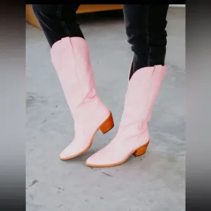 Mi.iM Adel Embroidered Western Boots Tall Pink Pull On Style Womens Size 8 1/2