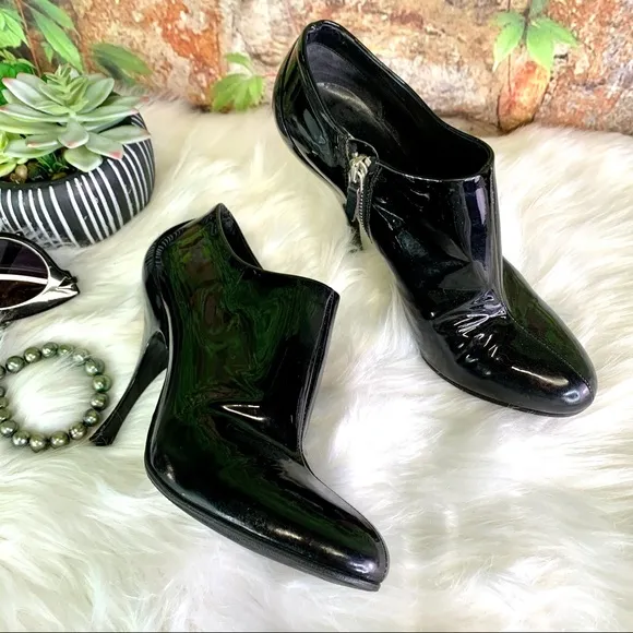 MIU MIU Patent Leather Ankle Boots, 37.5/7.5