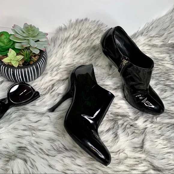 MIU MIU Patent Leather Ankle Boots, 37.5/7.5