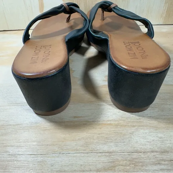 Miz Mooz Black Leather Platform Sandals Women’s Size 9