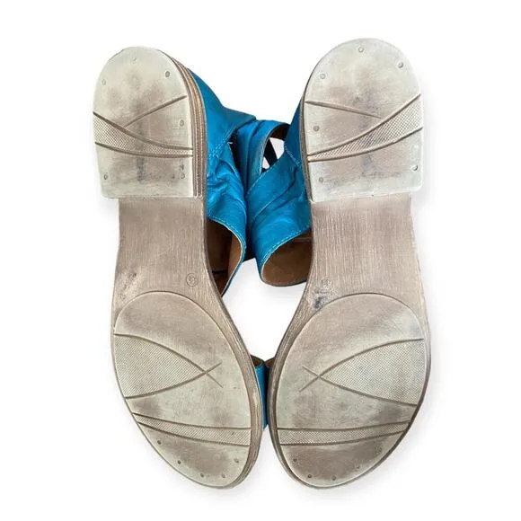 Miz Mooz Daphne Leather Sandals Marine Turquoise blue Boho size 41