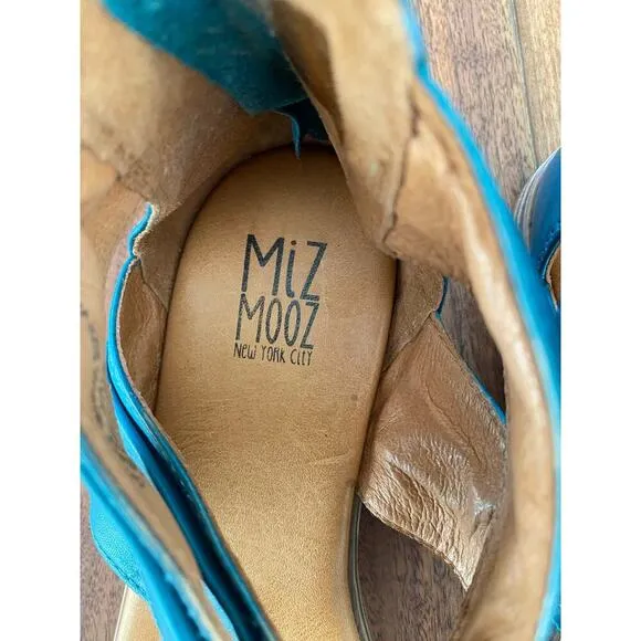Miz Mooz Daphne Leather Sandals Marine Turquoise blue Boho size 41
