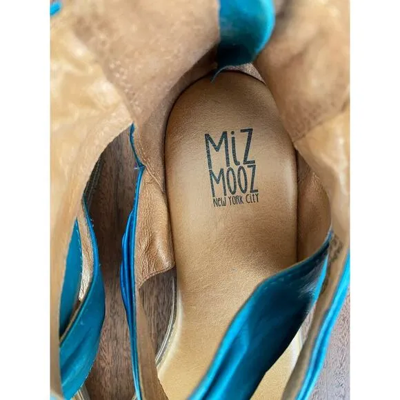 Miz Mooz Daphne Leather Sandals Marine Turquoise blue Boho size 41