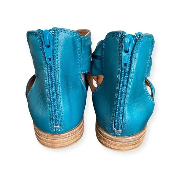 Miz Mooz Daphne Leather Sandals Marine Turquoise blue Boho size 41