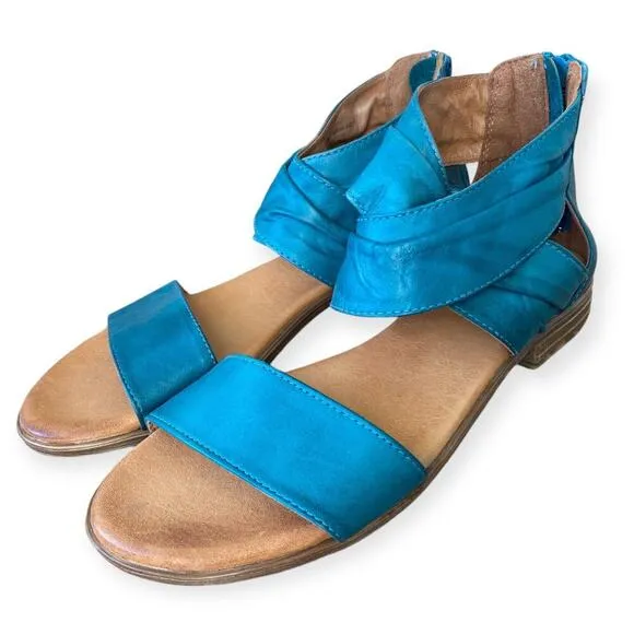 Miz Mooz Daphne Leather Sandals Marine Turquoise blue Boho size 41