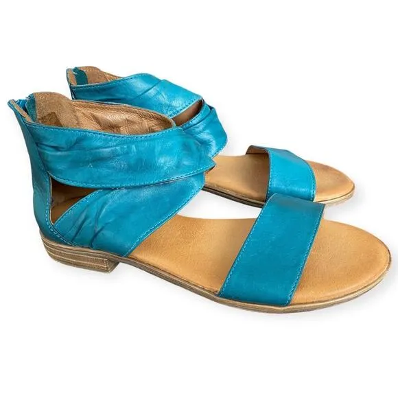 Miz Mooz Daphne Leather Sandals Marine Turquoise blue Boho size 41