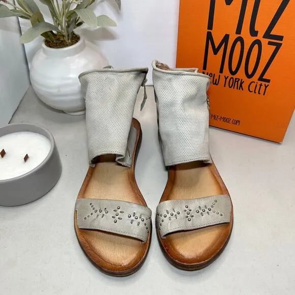 Miz Mooz Forge Leather Studded Gladiator Sandals Buckle Stone Women 41/10.5 NWB