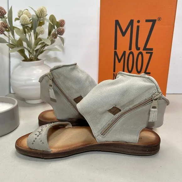 Miz Mooz Forge Leather Studded Gladiator Sandals Buckle Stone Women 41/10.5 NWB