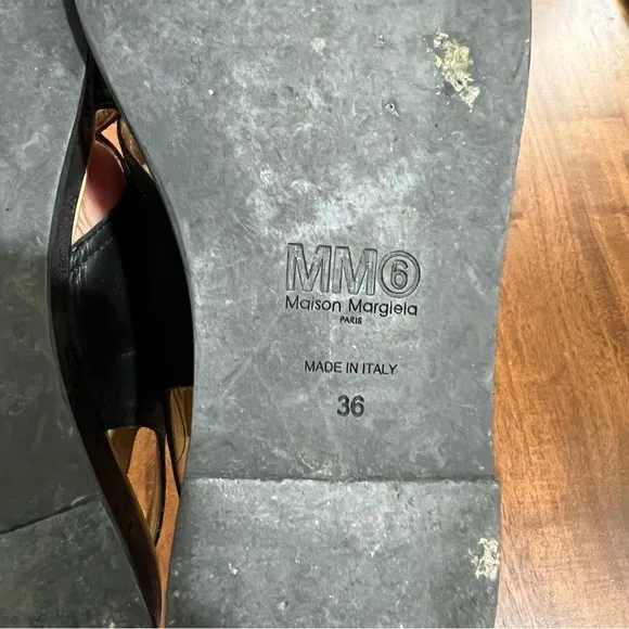 MM6 By Maison Margiela Leather Western Slingback Flatform Sandals Size 36