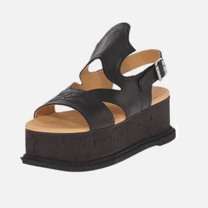 MM6 By Maison Margiela Leather Western Slingback Flatform Sandals Size 36