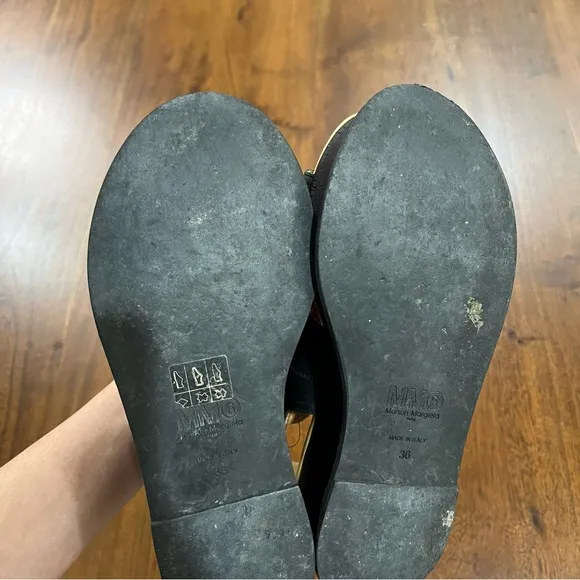 MM6 By Maison Margiela Leather Western Slingback Flatform Sandals Size 36