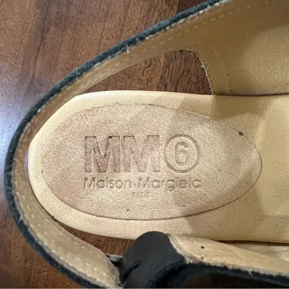 MM6 By Maison Margiela Leather Western Slingback Flatform Sandals Size 36