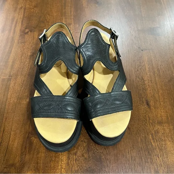 MM6 By Maison Margiela Leather Western Slingback Flatform Sandals Size 36