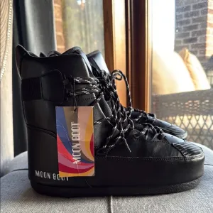 Moon Boot Black Rain &amp; Snow Boots with Platform Sole