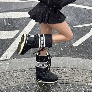 Moon Boot Black Winter Rain Boots Insulated
