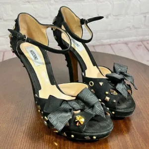 MOSCHINO studded peep toe, ankle wrap platform sandals 37.5 (7)