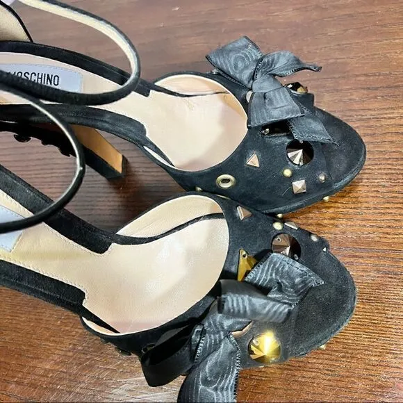 MOSCHINO studded peep toe, ankle wrap platform sandals 37.5 (7)