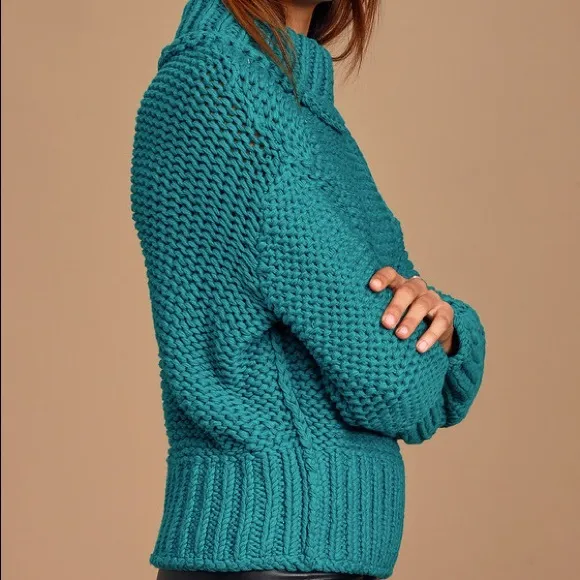 my only sunshine dark turquoise free people knit sweater