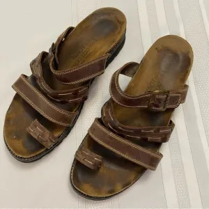 NAOT Genuine Leather Women’s Cork Footbed Sandals Very Comfortable size Size 38