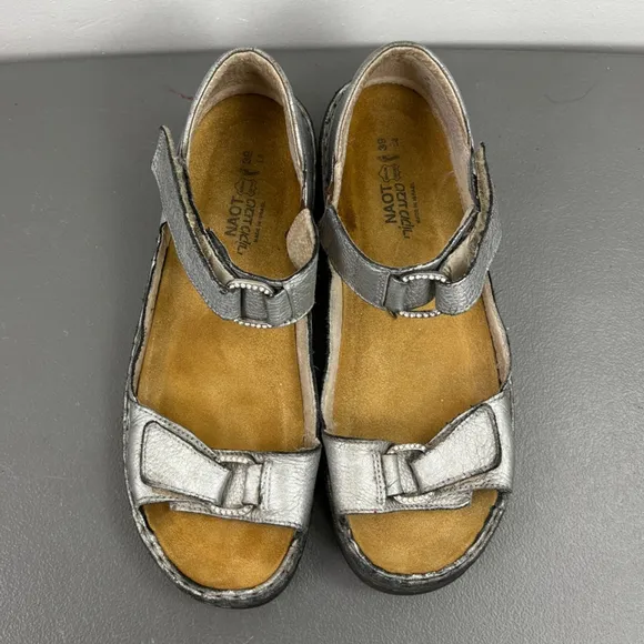 Naot Silver Leather Comfory Sandals