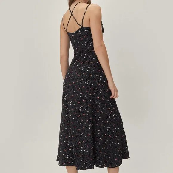 Nasty Gal Strappy Floral Print Midi Dress
