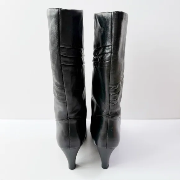 Naturalizer Women Black Leather Knee High Round Toe Heel Boots SZ9.5 Classic