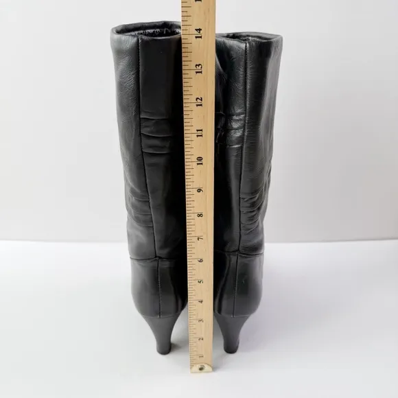Naturalizer Women Black Leather Knee High Round Toe Heel Boots SZ9.5 Classic
