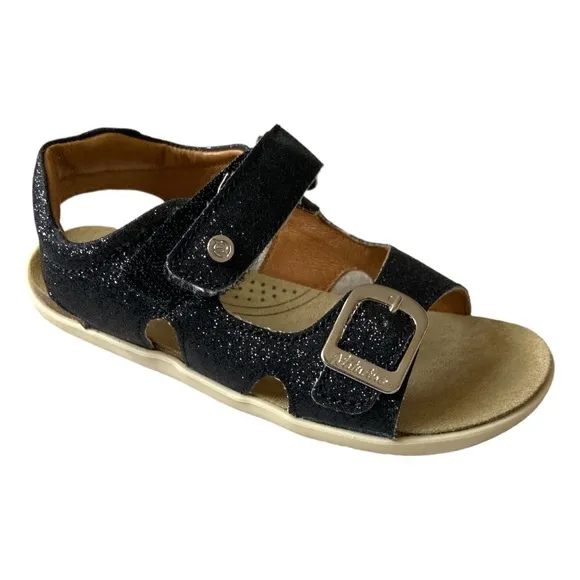 NATURINO NEW Sandals Stream Glitter Flats Black Buckle Strap Shoes Summer Beach