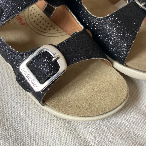NATURINO NEW Sandals Stream Glitter Flats Black Buckle Strap Shoes Summer Beach