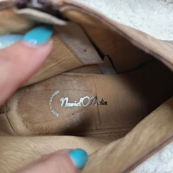 Navid O Nadia Vintage Tan Leather‎ Pointed Toe Ankle Boots sz 39